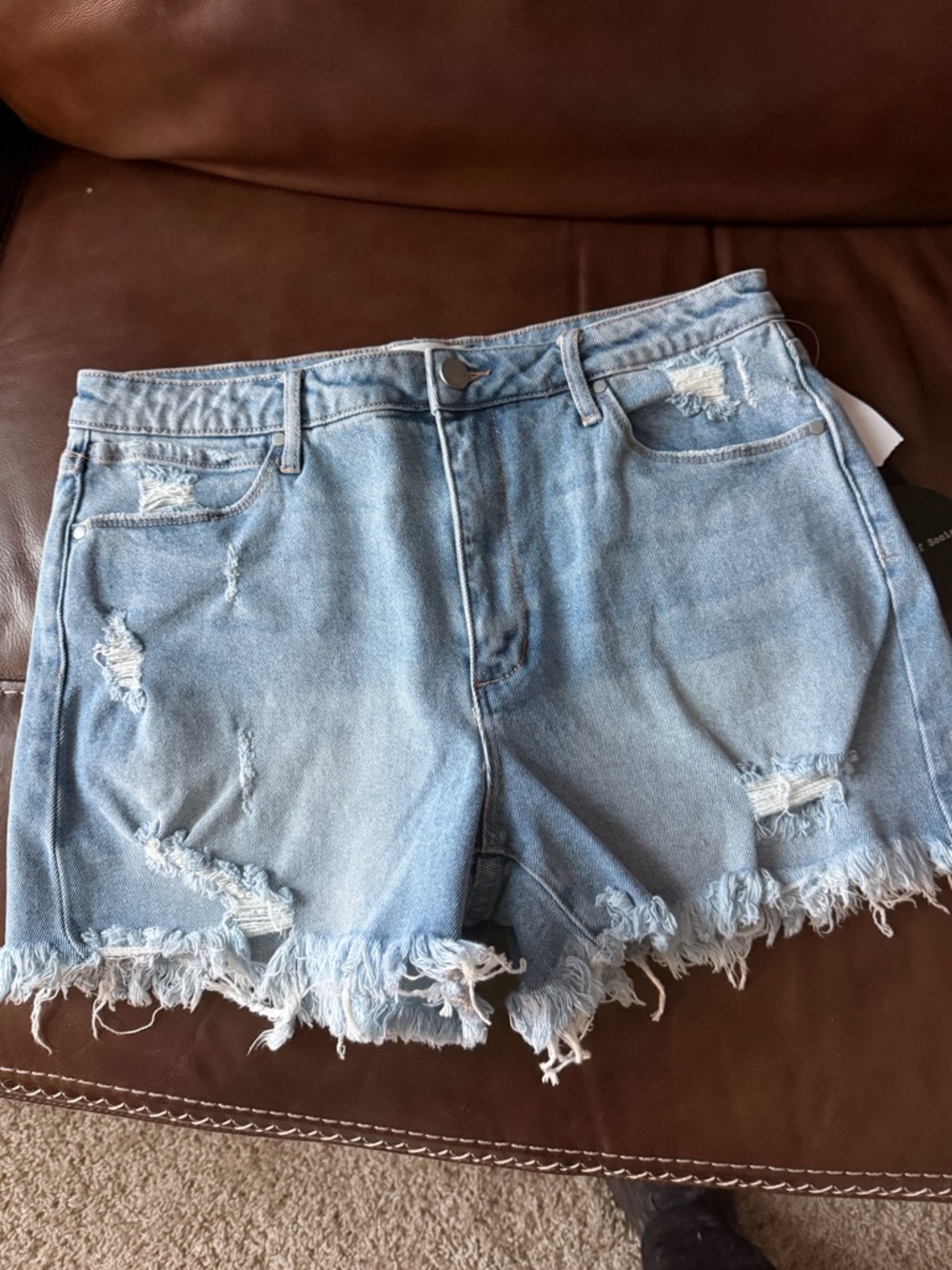 Articles Of Society Light Blue Distressed Denim Shorts - Picture 2 of 8